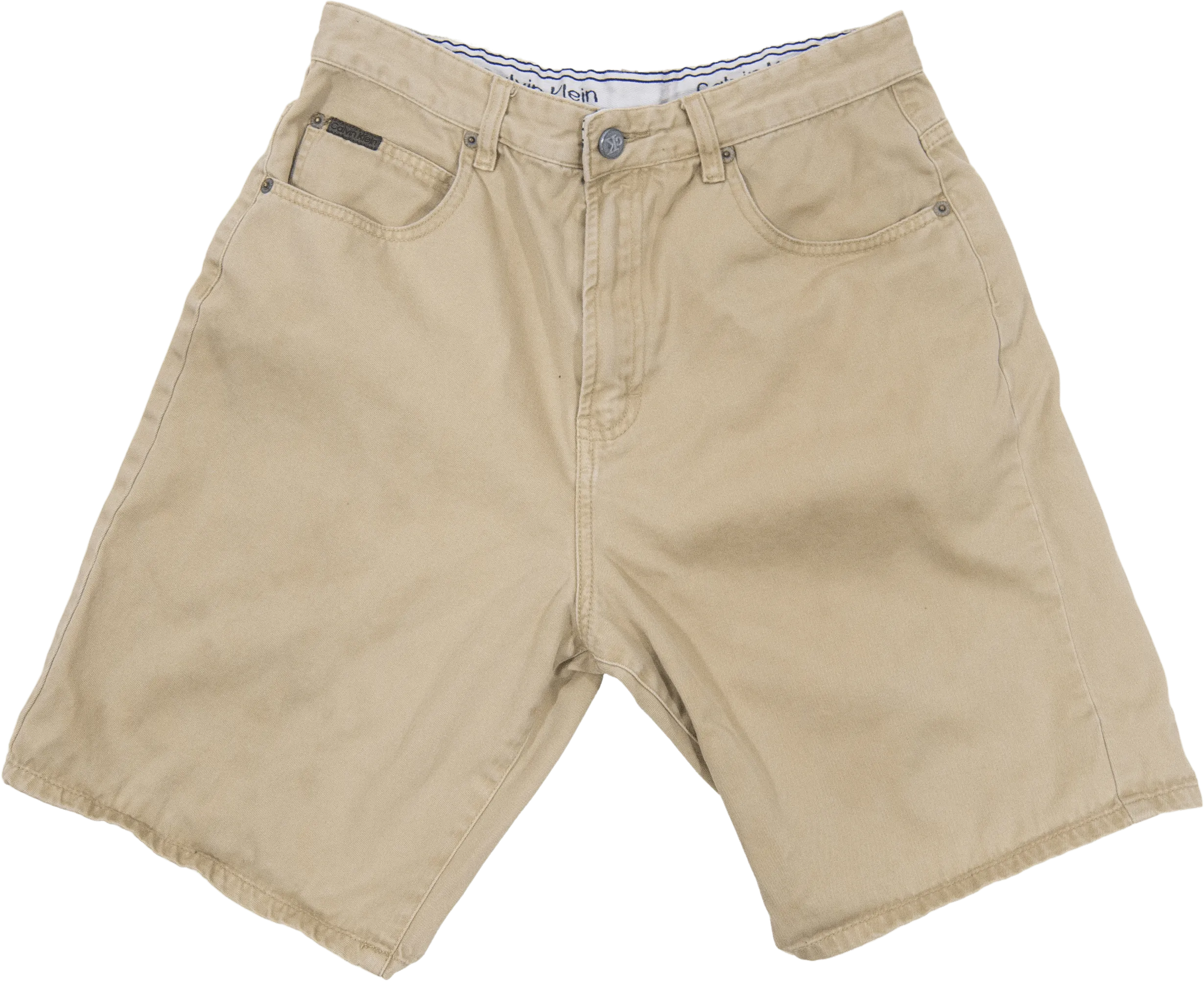 00's Beige High Rise Bermuda Shorts by Calvin Klein