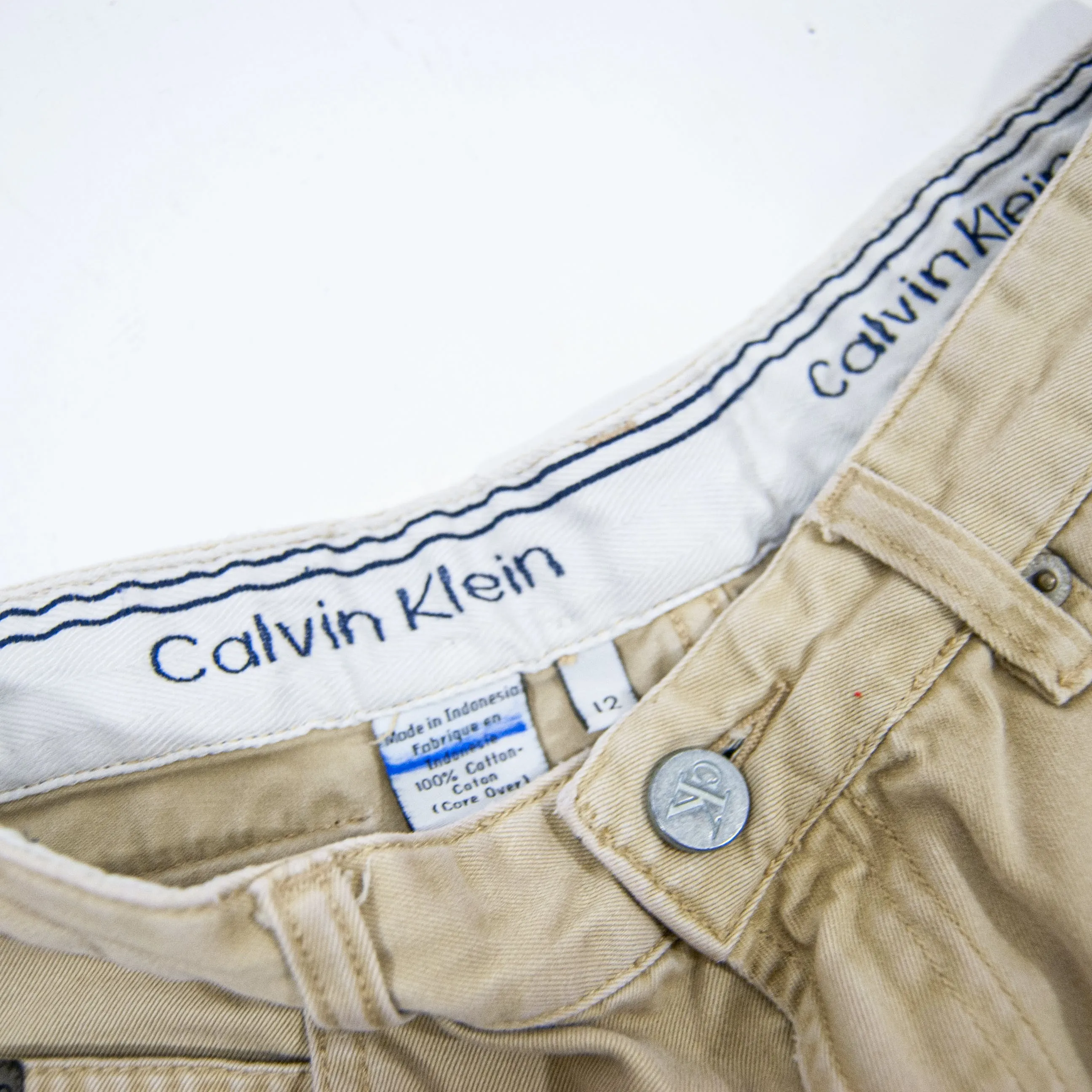 00's Beige High Rise Bermuda Shorts by Calvin Klein