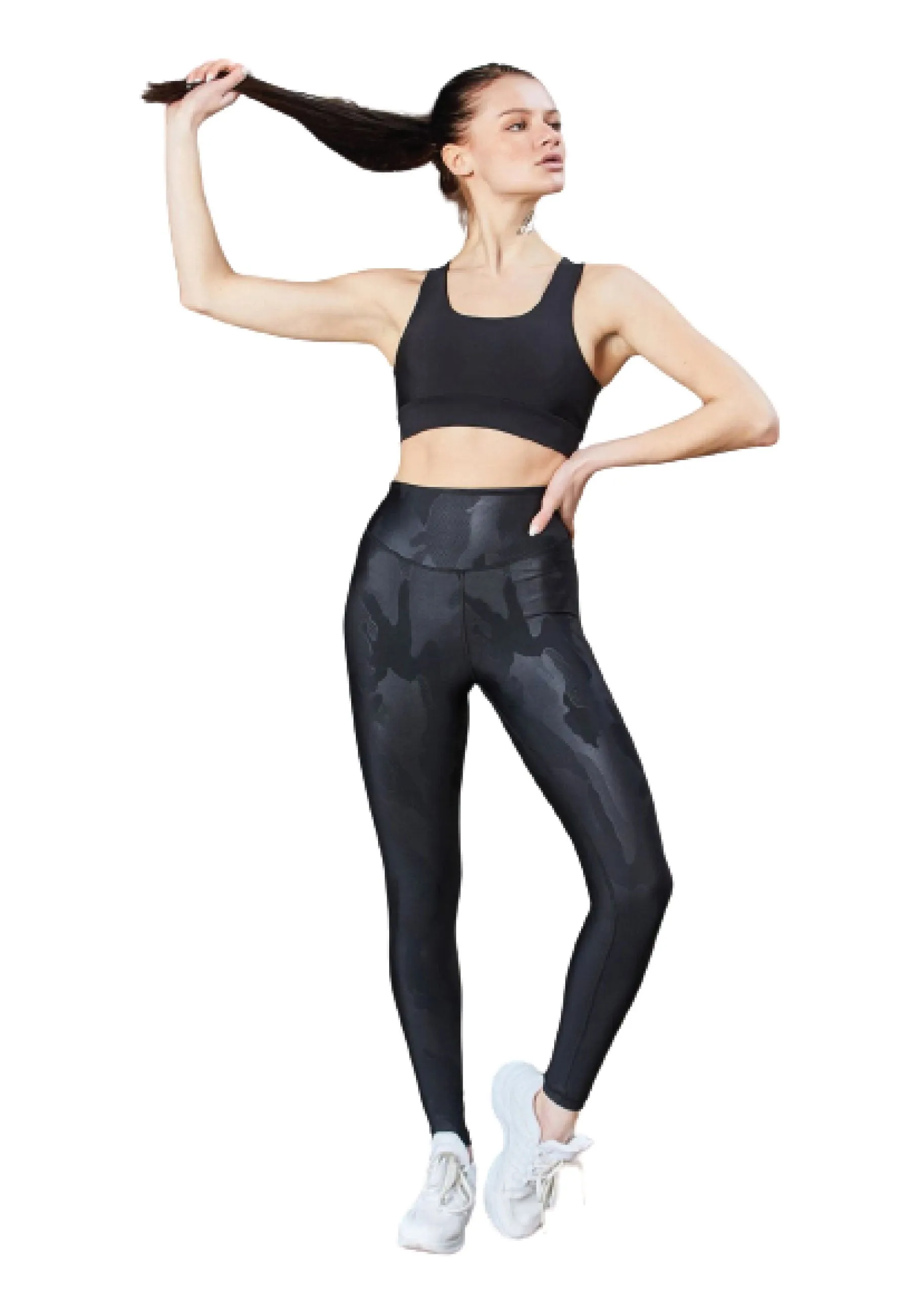 1058 Leather Look Leggings in Schwarz