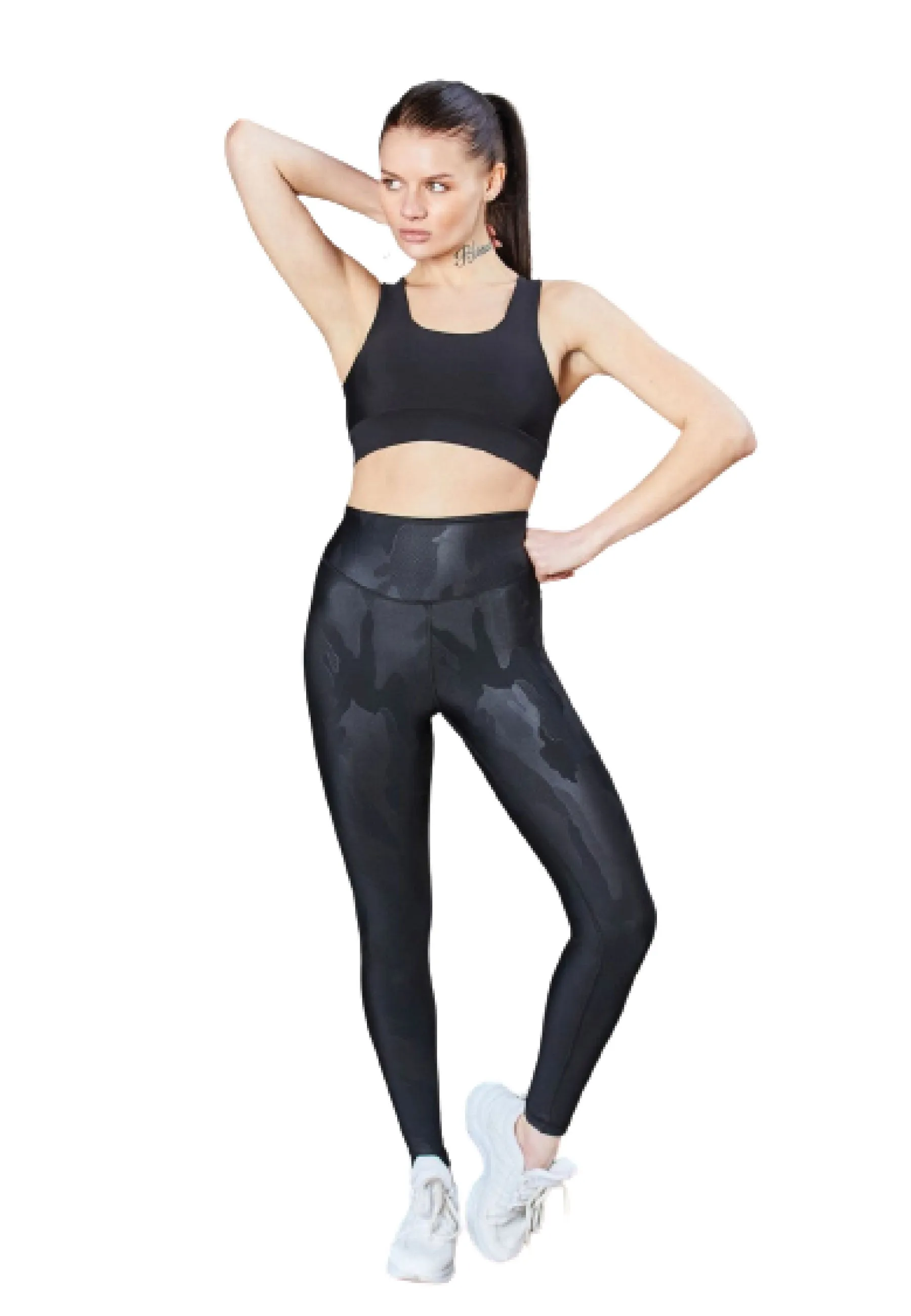 1058 Leather Look Leggings in Schwarz