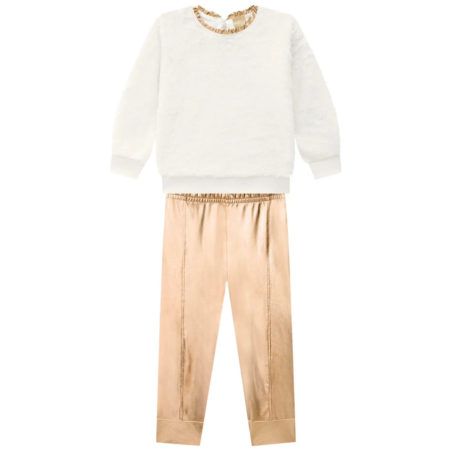 2 Piece Girls Faux Fur Top & Leggings