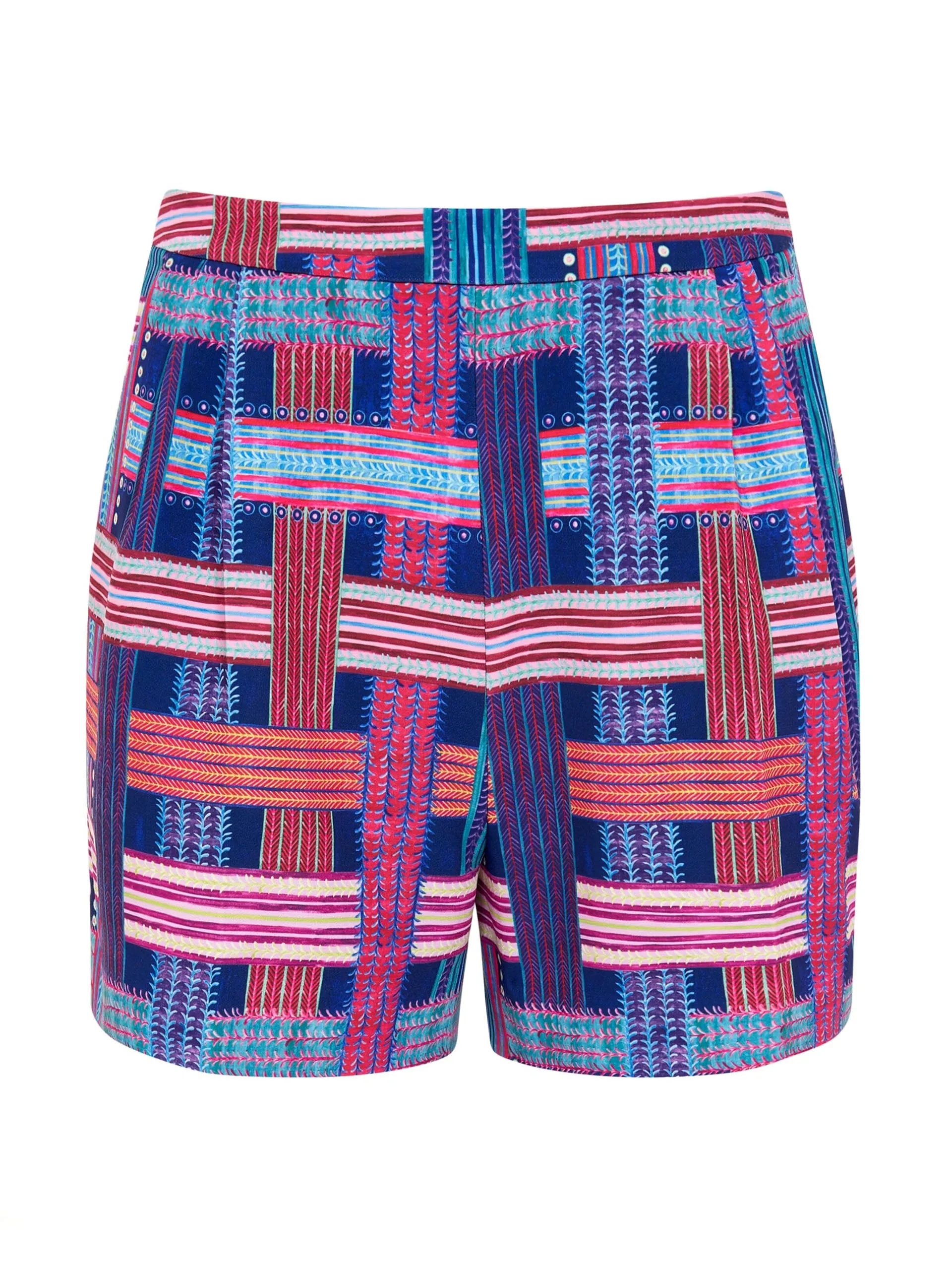 Basketweave indigo wide tailored shorts