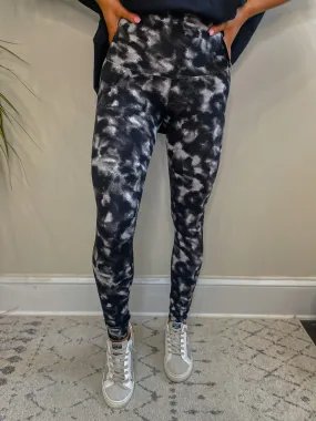 Black & White Print Wide Waistband Leggings