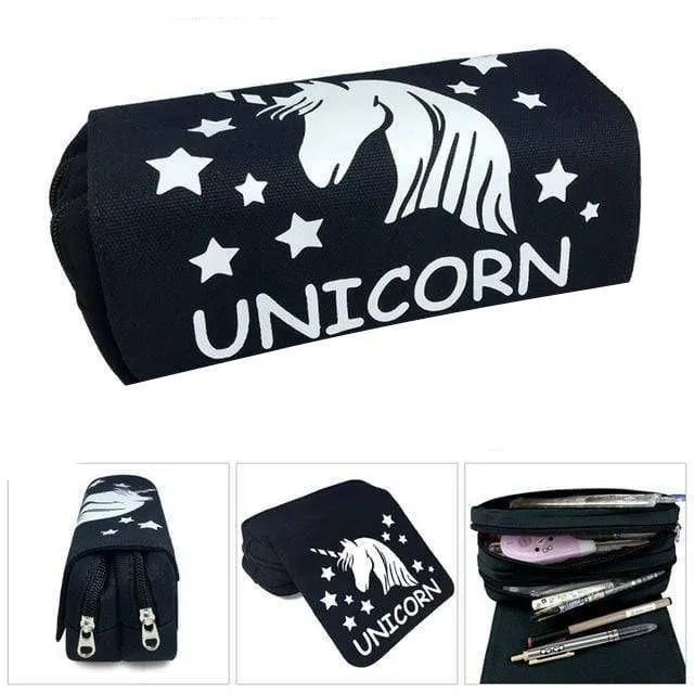 Black Unicorn Pencil Case