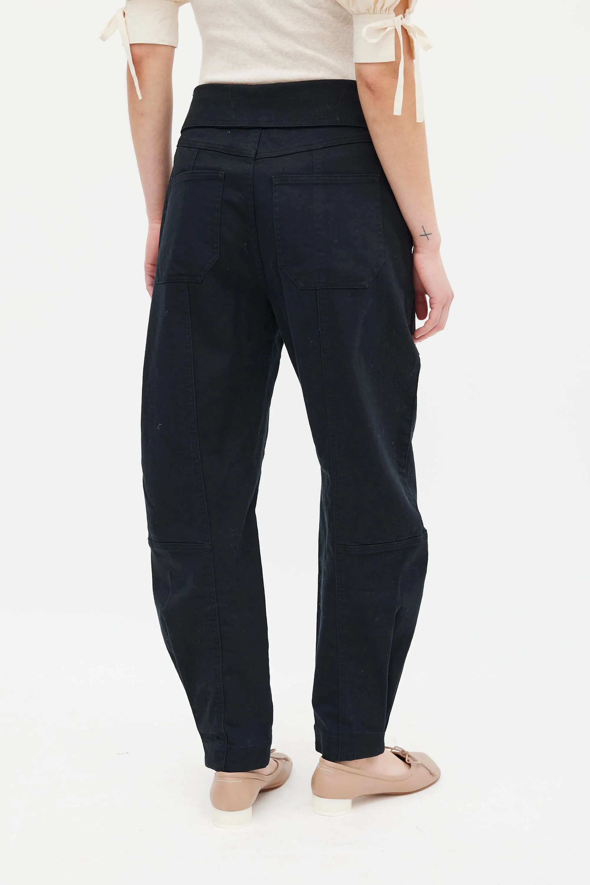 Black Waist Tie Storm Cargo Pant