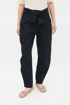 Black Waist Tie Storm Cargo Pant
