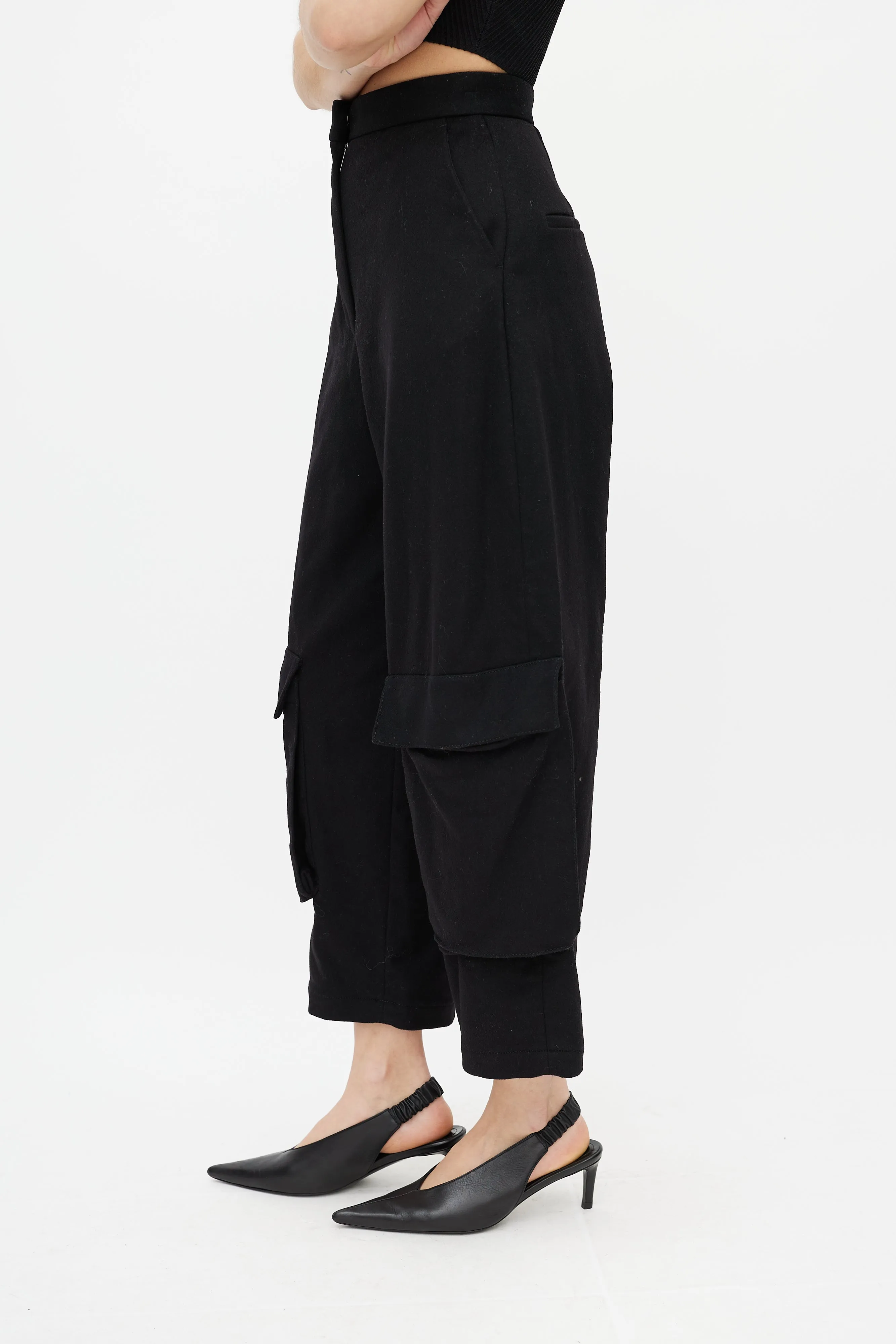Black Wool Balloon Trouser