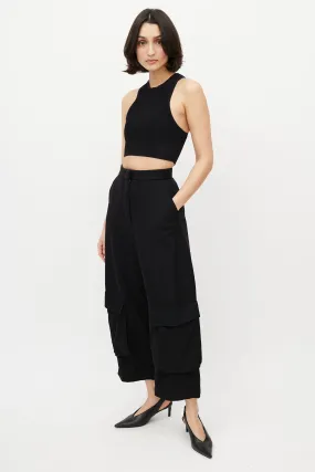 Black Wool Balloon Trouser