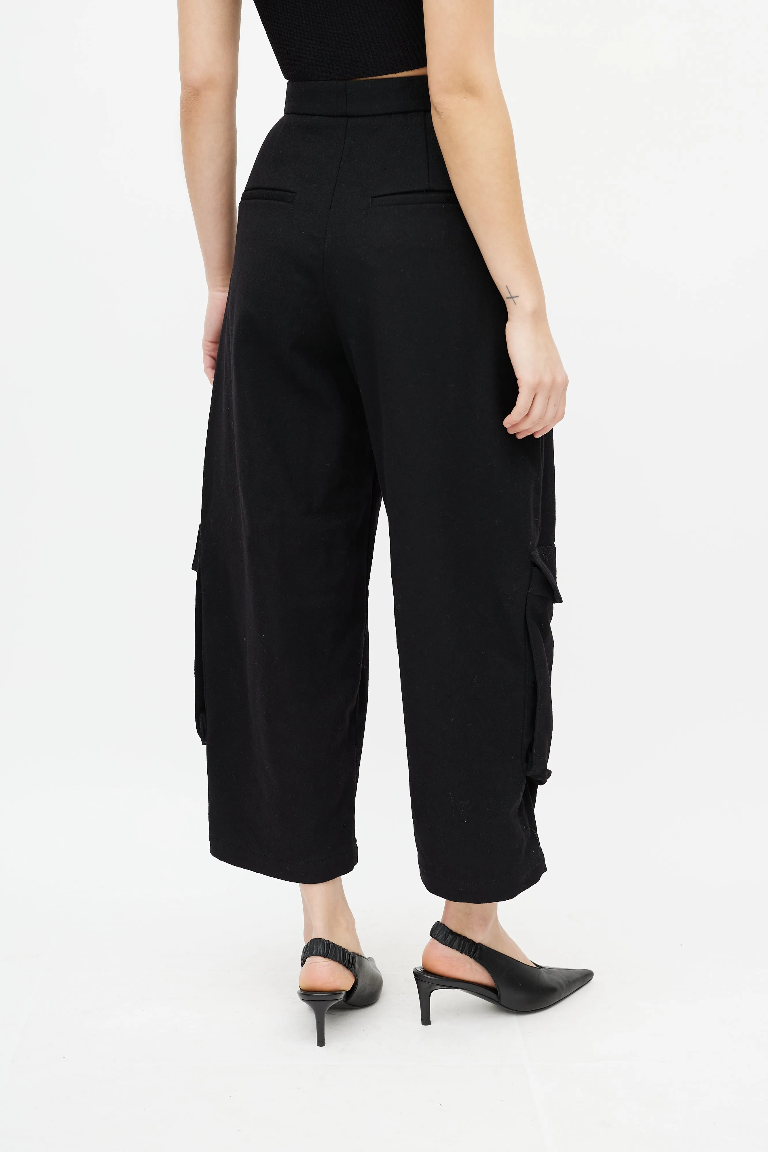 Black Wool Balloon Trouser