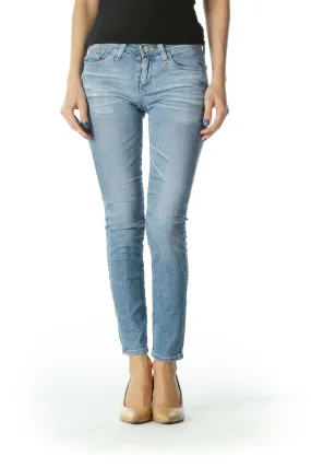 Blue Straight Leg Denim Jean