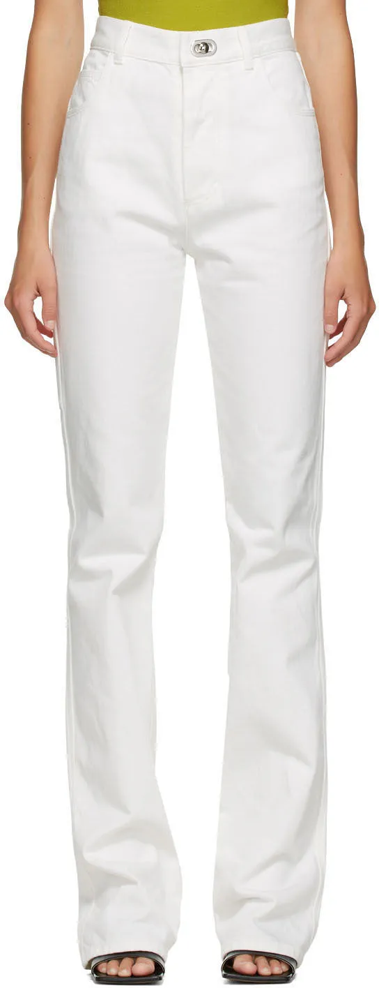 Bottega Veneta White Plain Straight Jeans