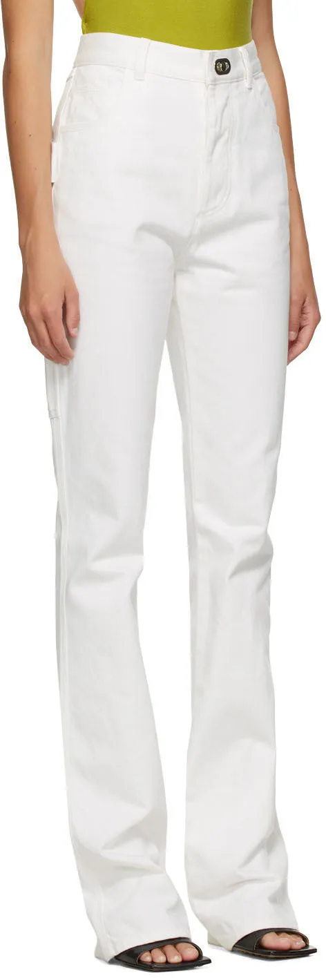 Bottega Veneta White Plain Straight Jeans