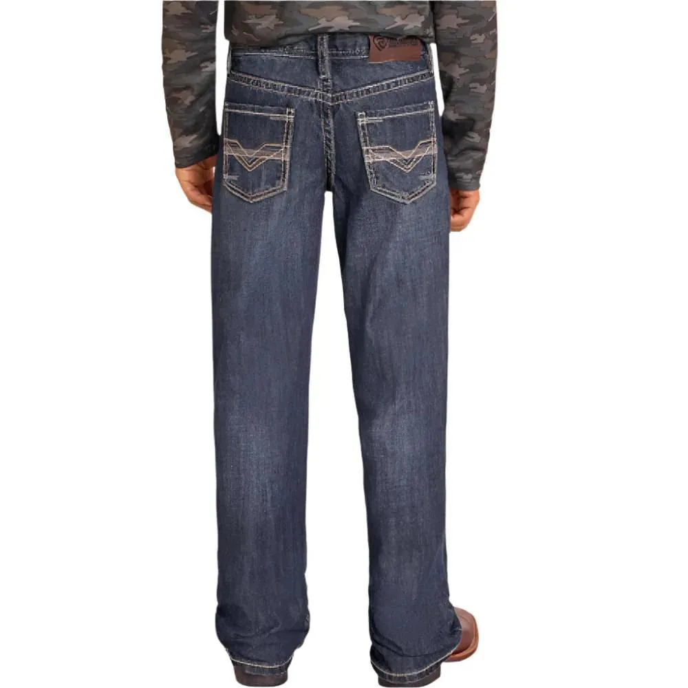 Boy's Rock and Roll Denim Two Tone Stitch Boot Cut Jeans BB0BD04970