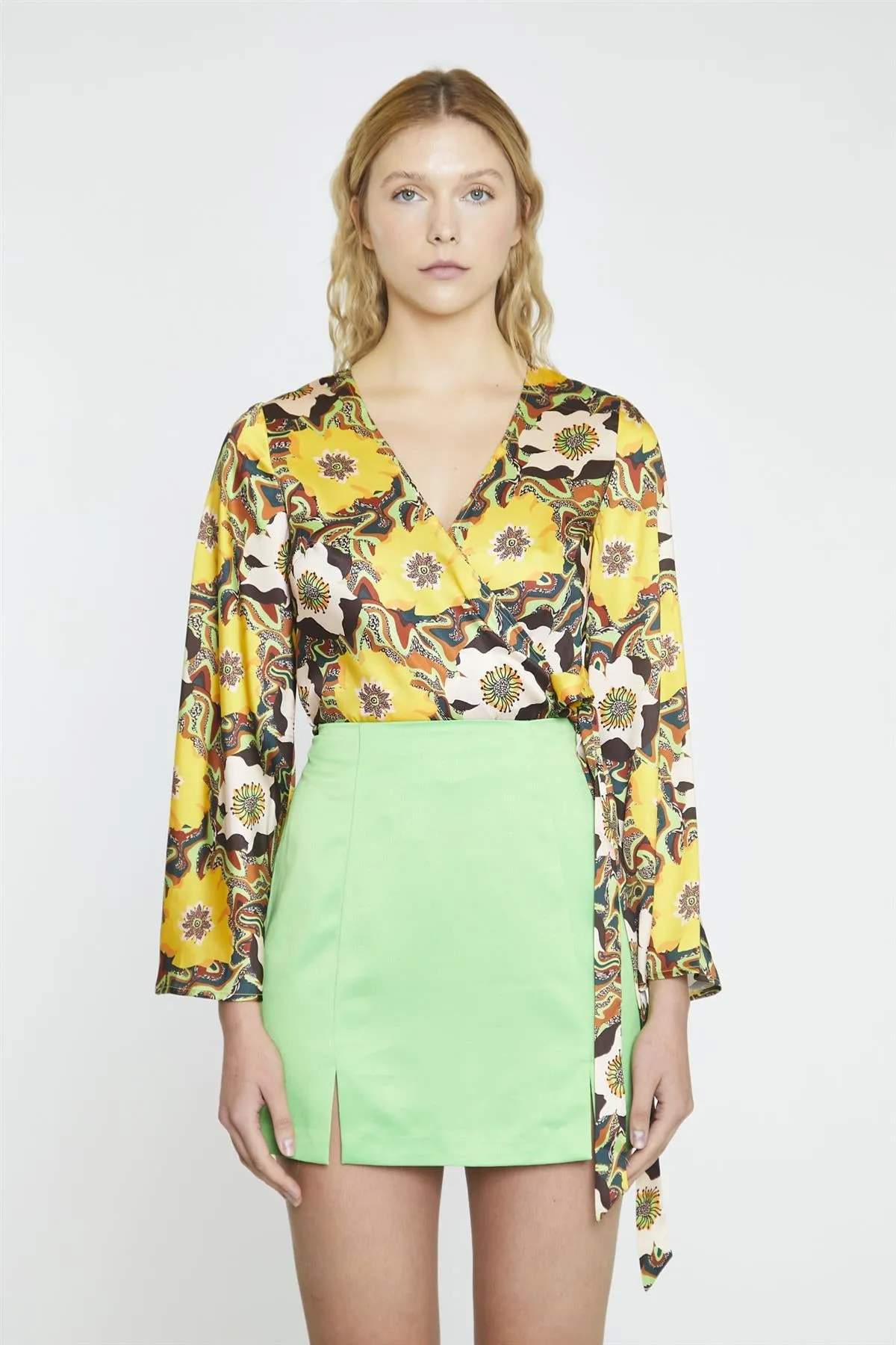 Bright Green Pencil Mini-Skirt