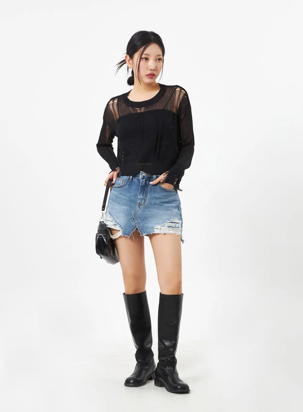 Crewneck Ripped Sweater CA307