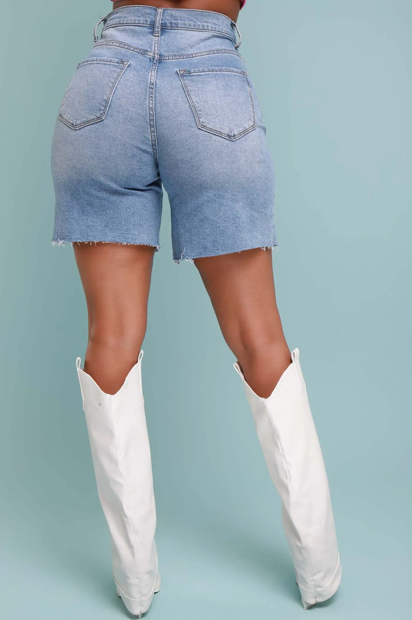 Don't Deny It Distressed Denim Bermuda Shorts - Medium Wash