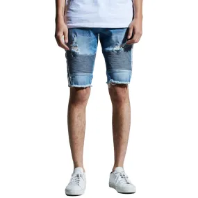 Embellish Bolt Biker Shorts Blue White