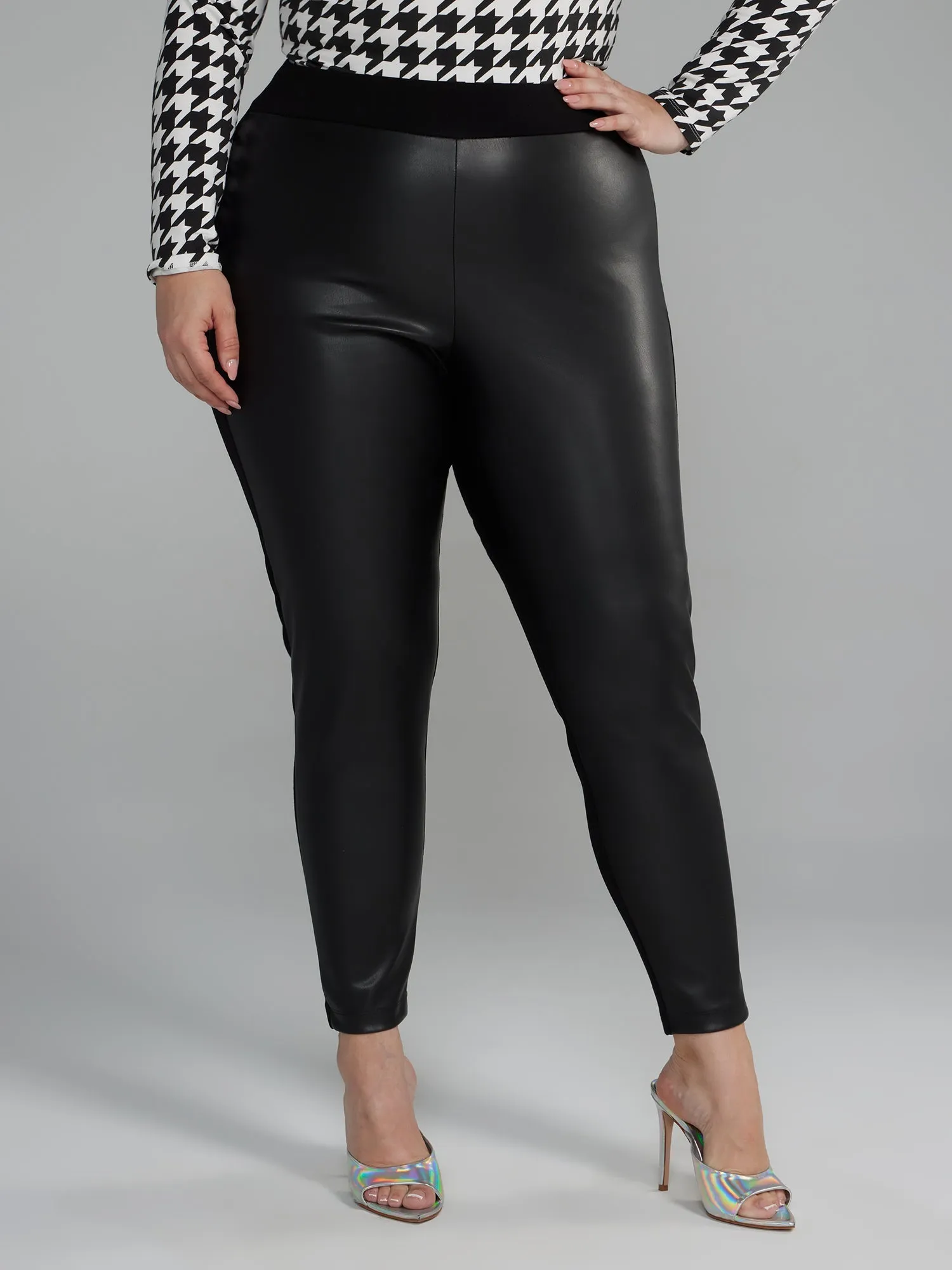 Fashion To Figure - Coated Front Ponte Knit Leggings