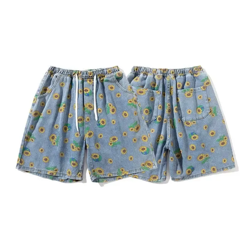 Flower short jeans