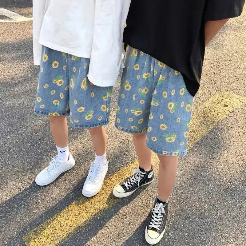 Flower short jeans