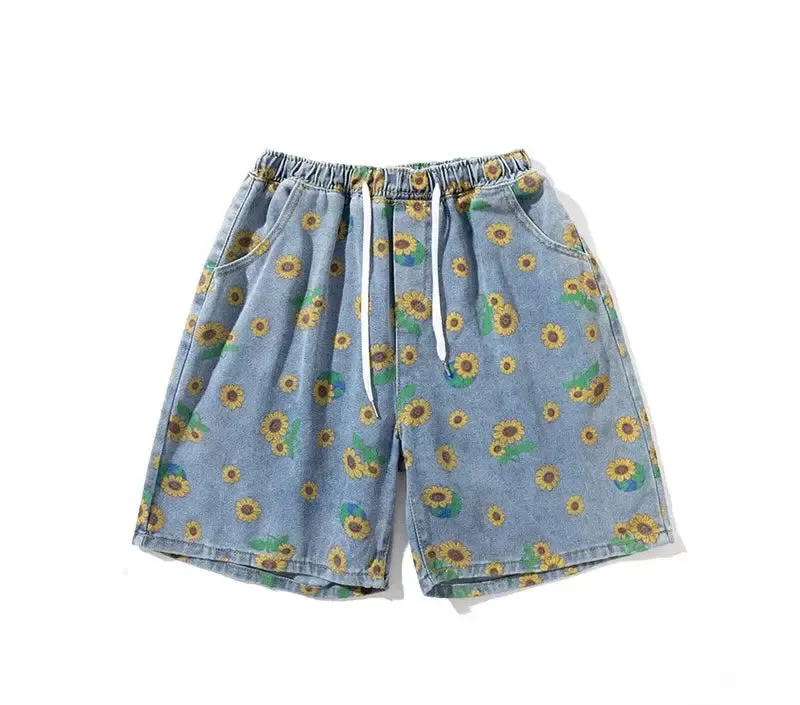 Flower short jeans