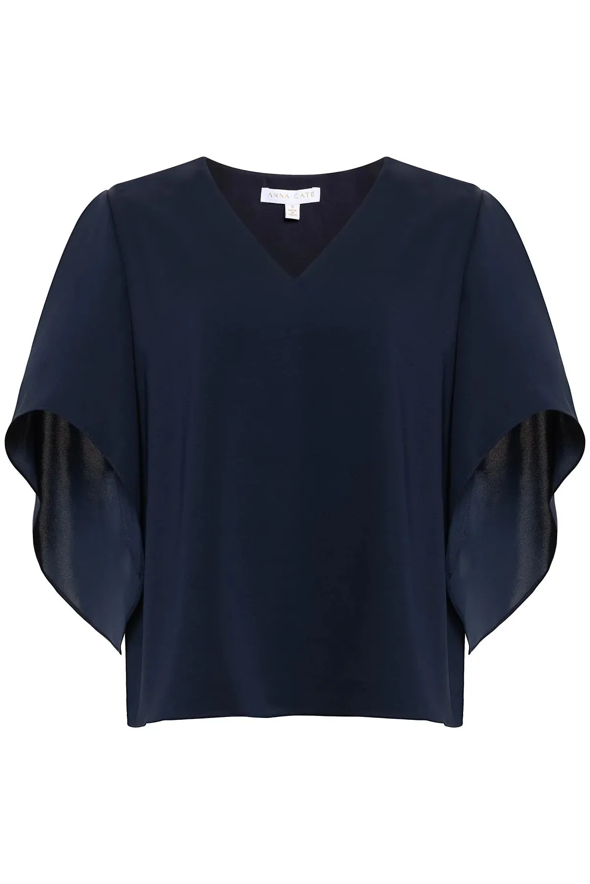 Navy Crepe Vneck Nina Top
