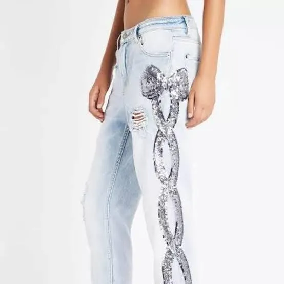 NEW - Sass & Bide 'Bow Friend' Sequin Jeans -Size 24