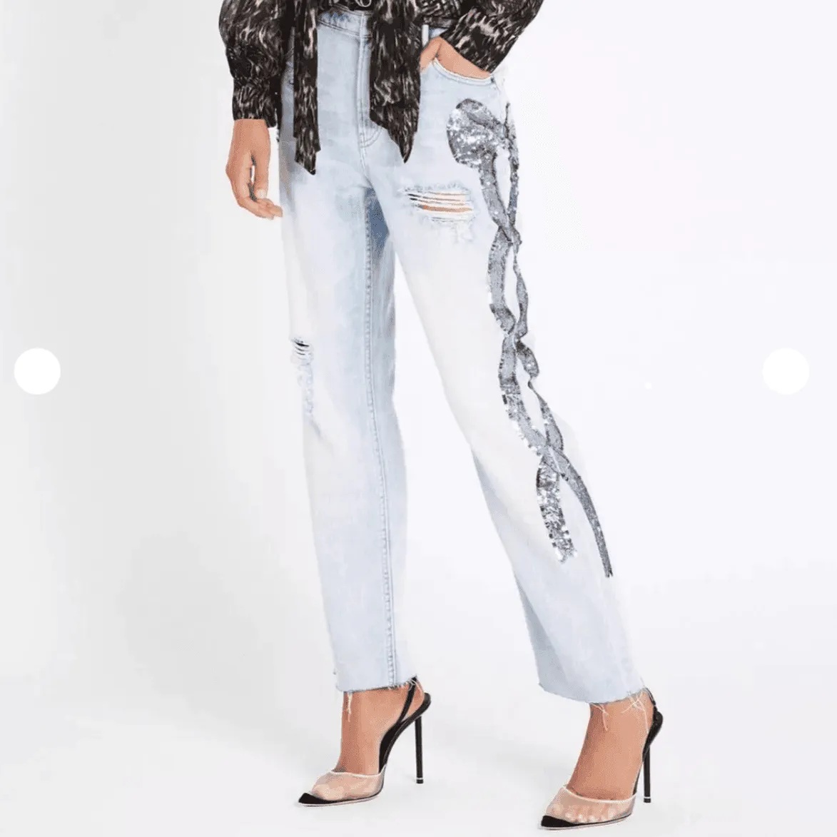 NEW - Sass & Bide 'Bow Friend' Sequin Jeans -Size 24