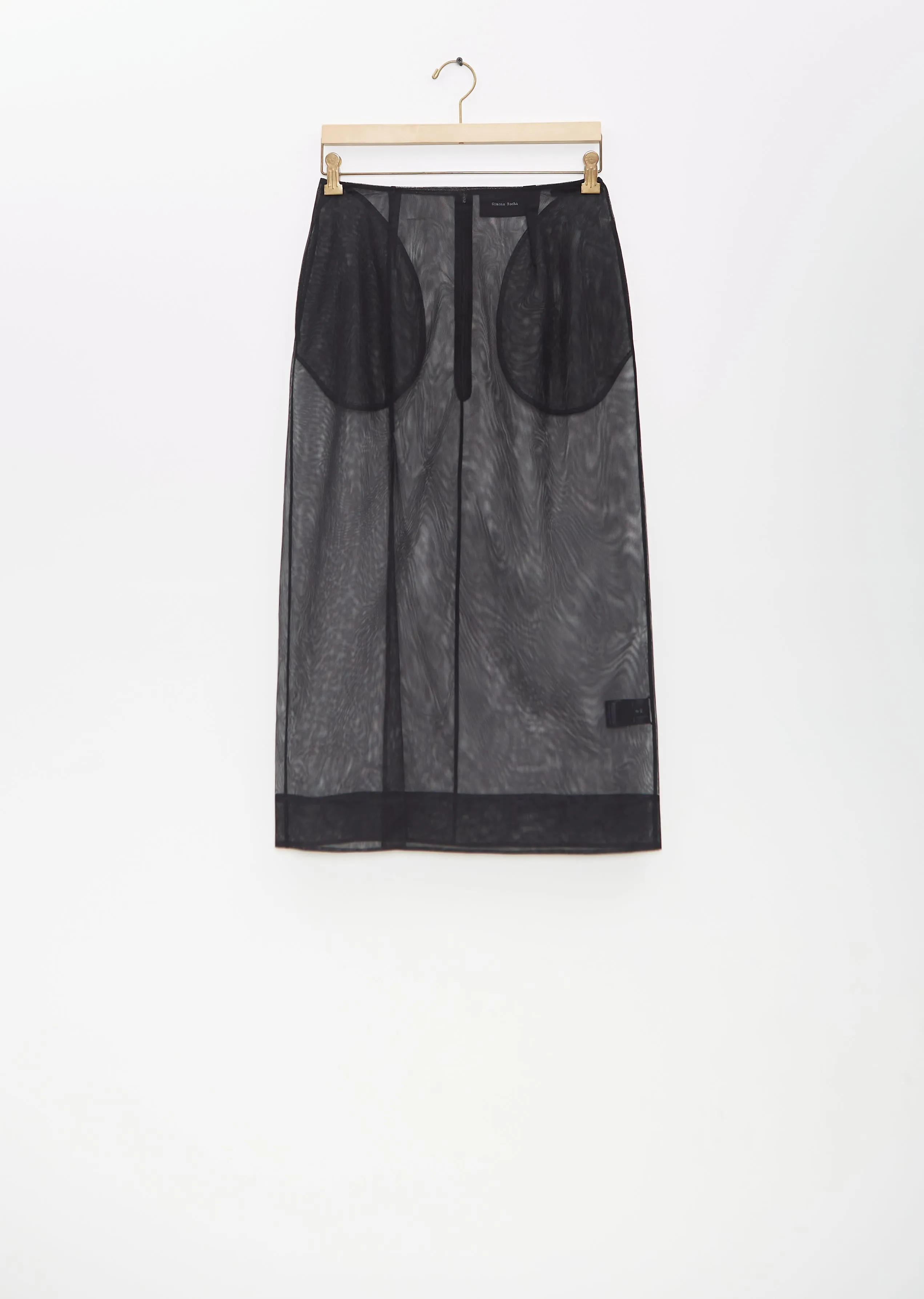 Nylon Sheer Pencil Skirt — Black