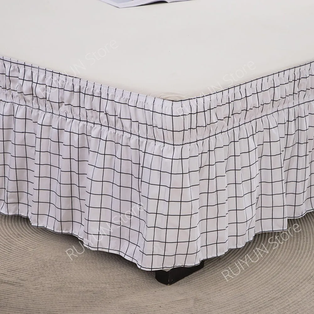 Plaid Bed Skirt - Ruffled Wrap Around - Elastic Band