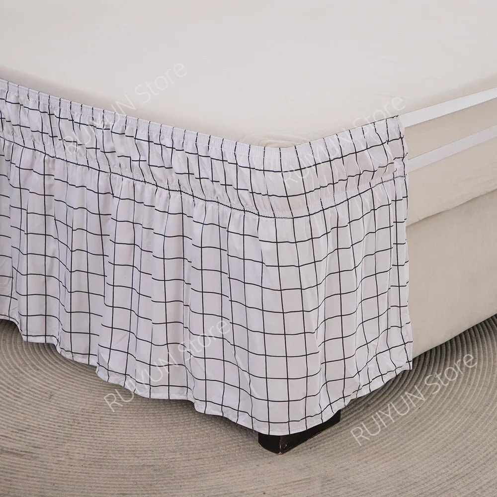 Plaid Bed Skirt - Ruffled Wrap Around - Elastic Band