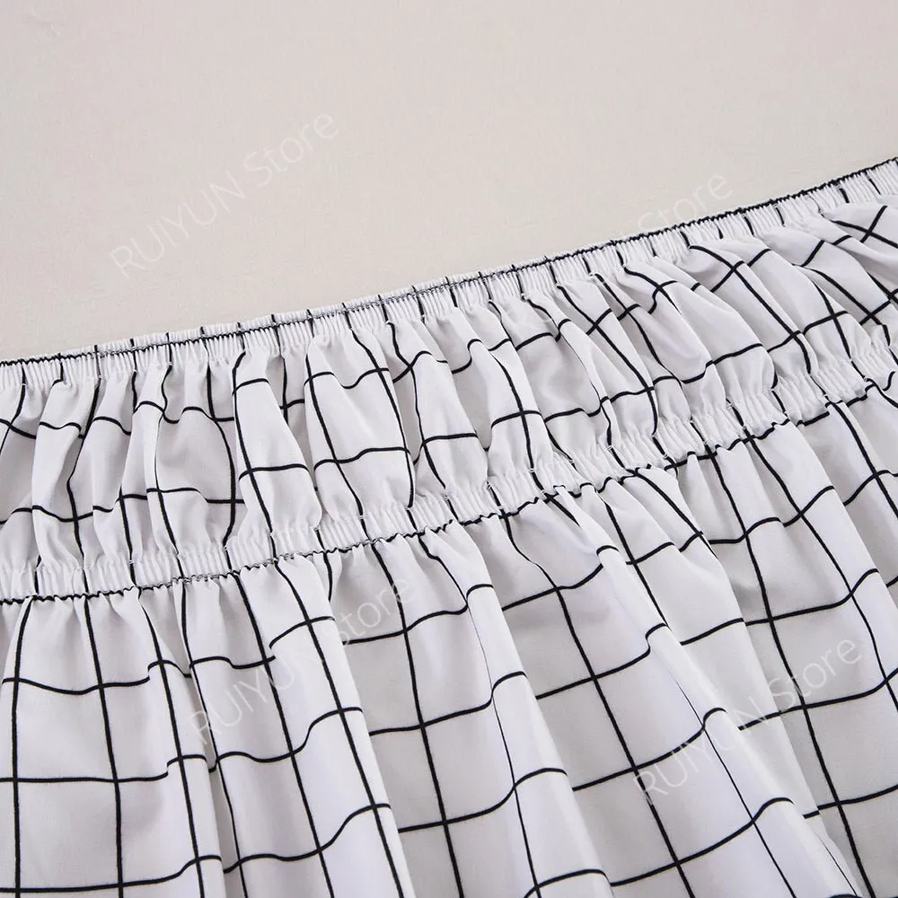 Plaid Bed Skirt - Ruffled Wrap Around - Elastic Band