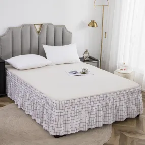 Plaid Bed Skirt - Ruffled Wrap Around - Elastic Band