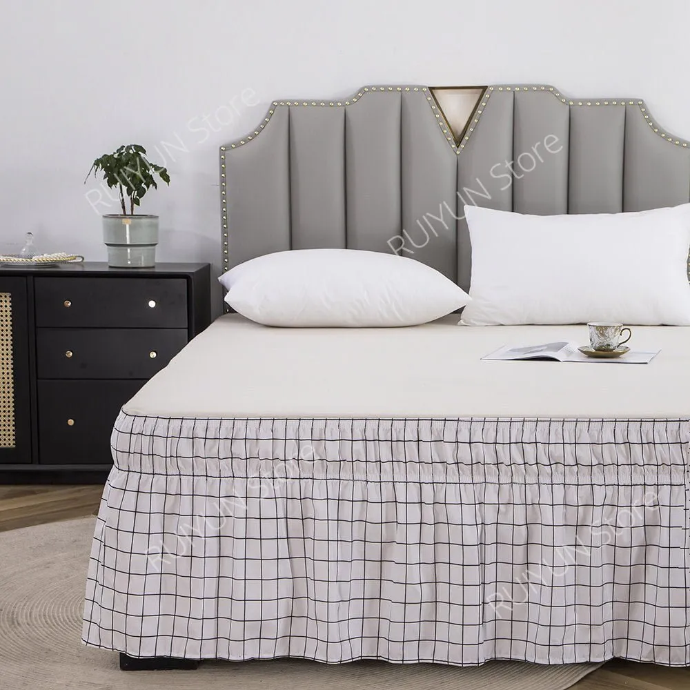Plaid Bed Skirt - Ruffled Wrap Around - Elastic Band