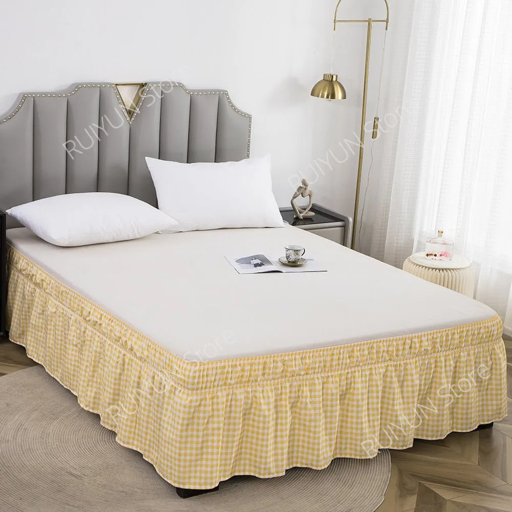 Plaid Bed Skirt - Ruffled Wrap Around - Elastic Band