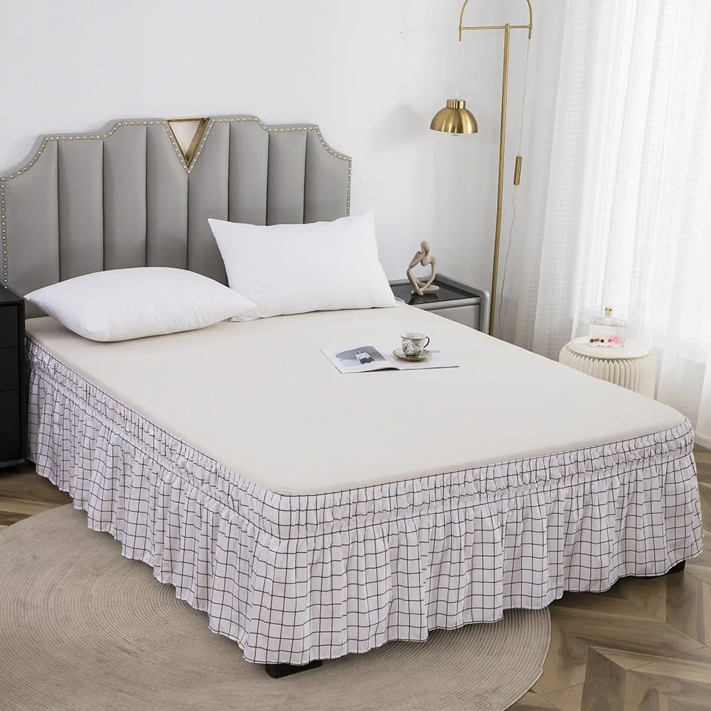 Plaid Bed Skirt - Ruffled Wrap Around - Elastic Band