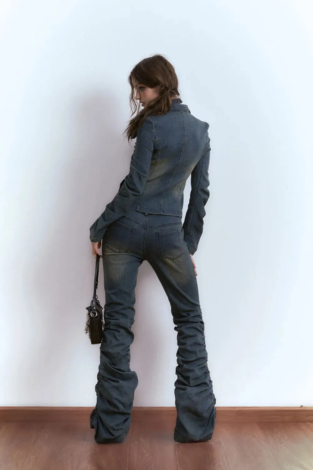 Pleated Denim Trousers