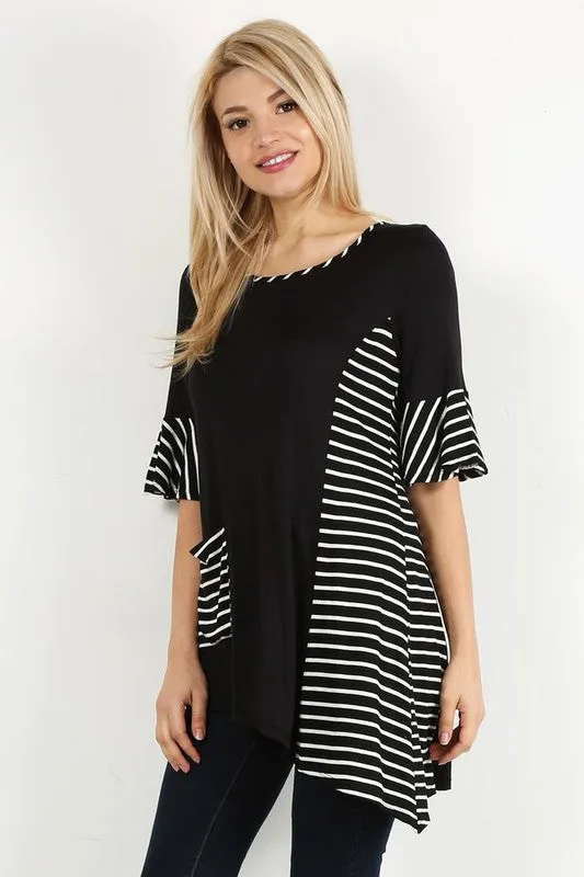 Rachel Black & White Pocket Top