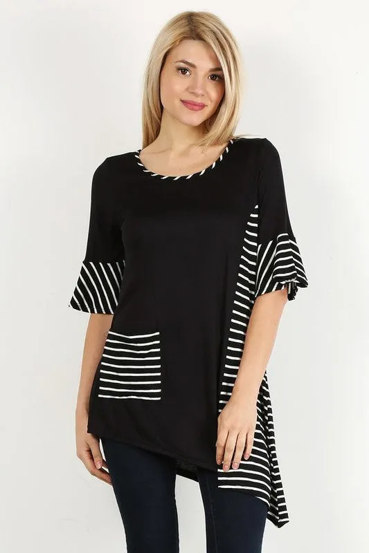 Rachel Black & White Pocket Top