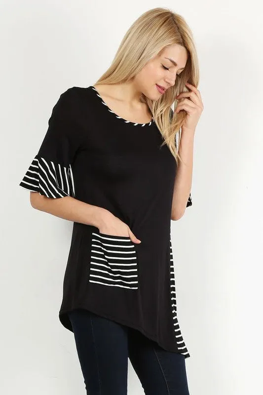 Rachel Black & White Pocket Top