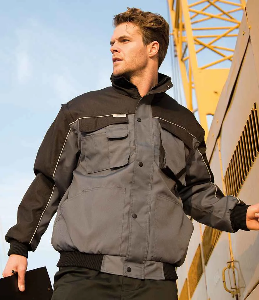 Result Work-Guard Zip Sleeve Heavy Duty Jacket | Grey/Black