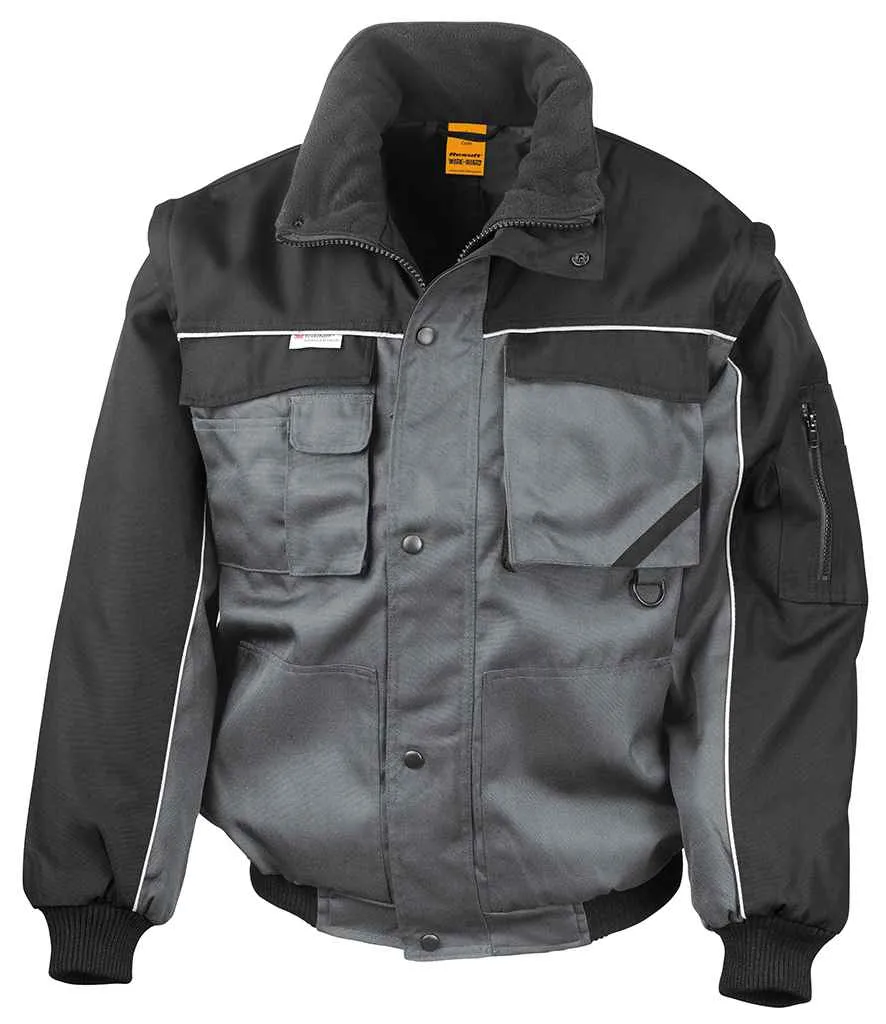 Result Work-Guard Zip Sleeve Heavy Duty Jacket | Grey/Black