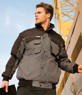 Result Work-Guard Zip Sleeve Heavy Duty Jacket | Grey/Black
