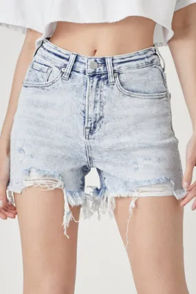 Risen High Rise Distressed Denim Shorts