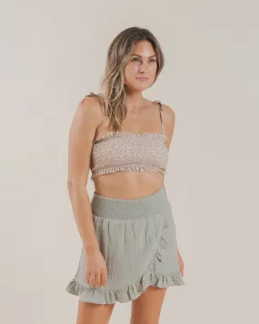 Rylee   Cru Women's Wrap Ruffle Skirt - Sage