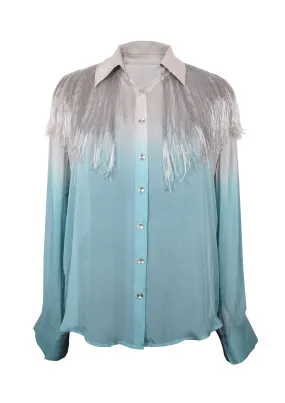 Sheer Fringed Silk Chiffon Shirt