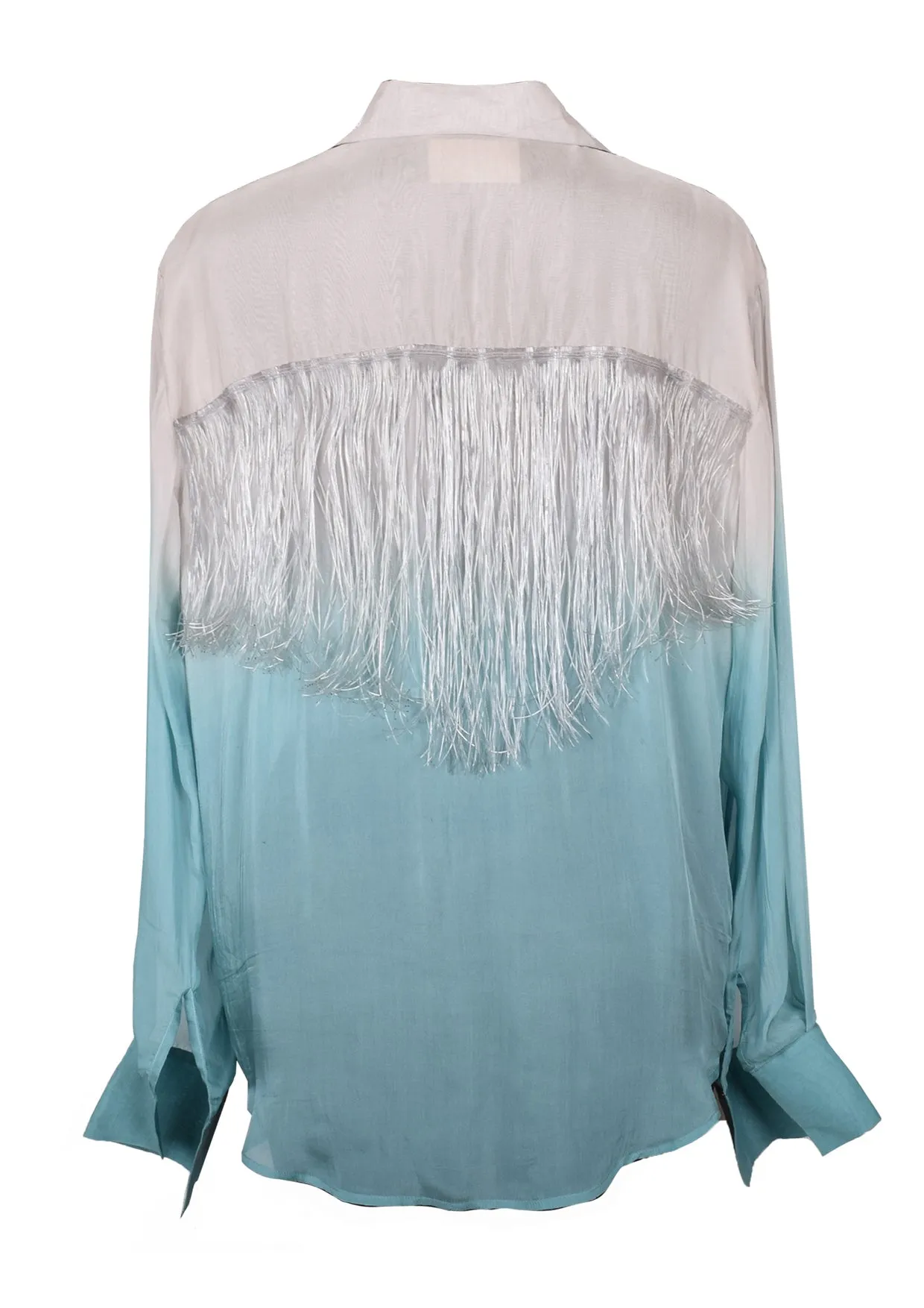 Sheer Fringed Silk Chiffon Shirt