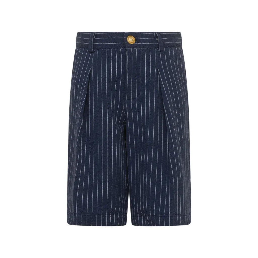 Striped Pleated Tailored Shorts