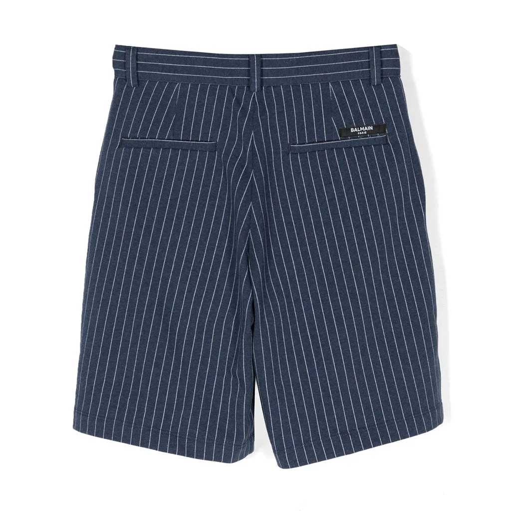 Striped Pleated Tailored Shorts