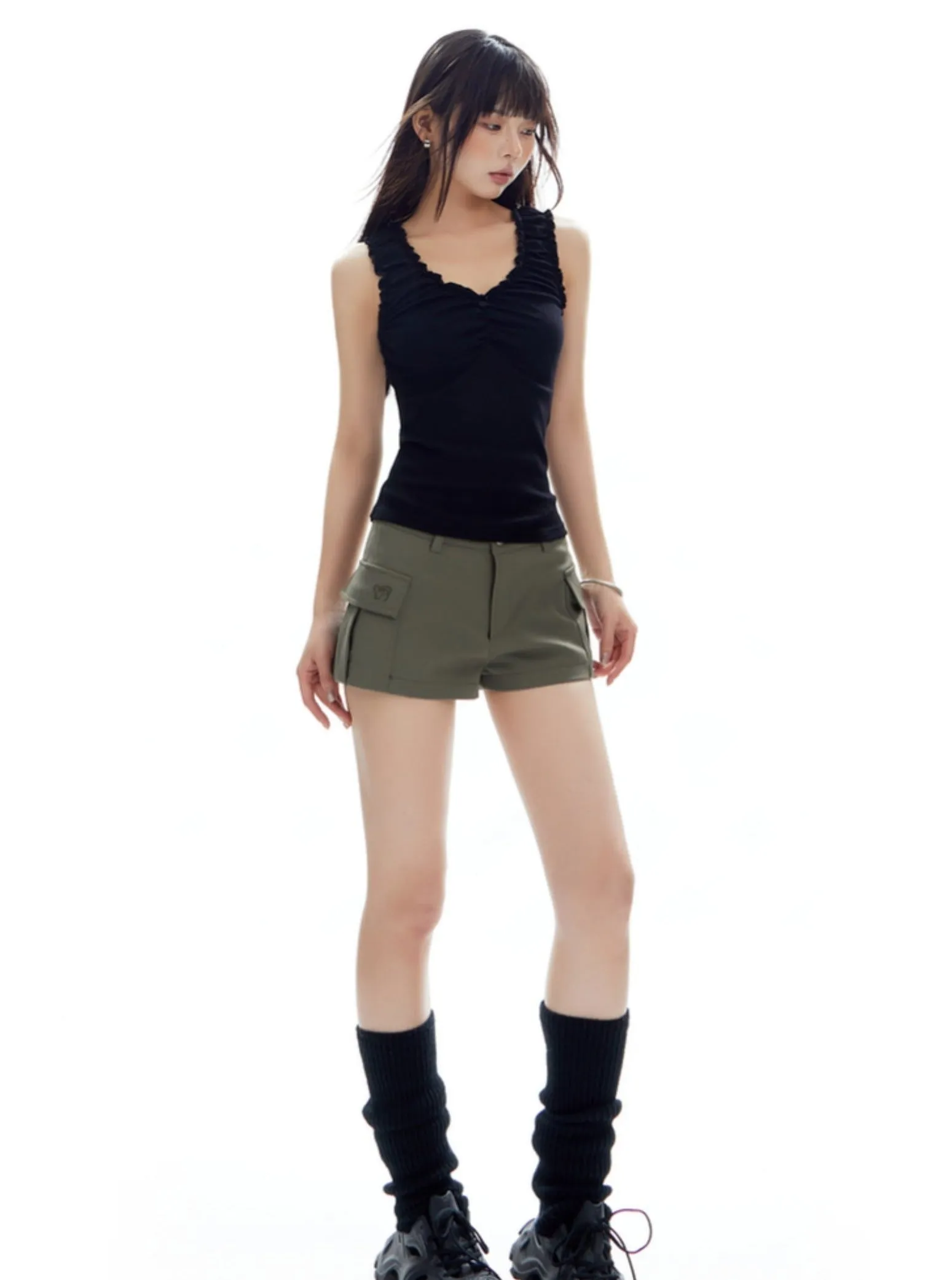 Tailored Mini Shorts with Flap Pocket
